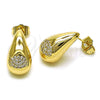 Arete Dormilona 02.283.0155 Oro Laminado, Diseño de Gota y Ojo Griego, con Blanca Zirconia Cubica, Pulido, Tono Dorado