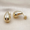 Arete Dormilona 02.283.0156 Oro Laminado, Diseño de Gota y Cruz, con Blanca Zirconia Cubica, Pulido, Tono Dorado