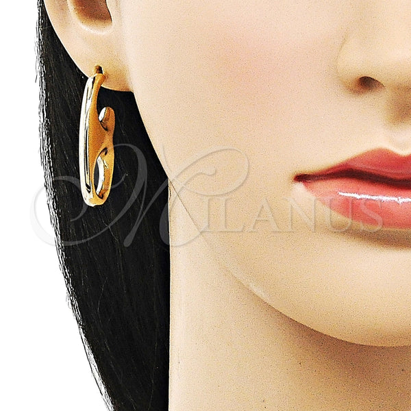 Arete Dormilona 02.195.0318 Oro Laminado, Diseño de Mariner y Hueco, Pulido, Tono Dorado