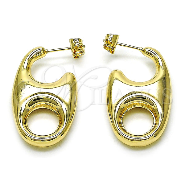 Arete Dormilona 02.195.0318 Oro Laminado, Diseño de Mariner y Hueco, Pulido, Tono Dorado
