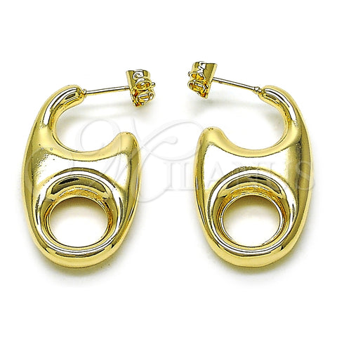 Arete Dormilona 02.195.0318 Oro Laminado, Diseño de Mariner y Hueco, Pulido, Tono Dorado