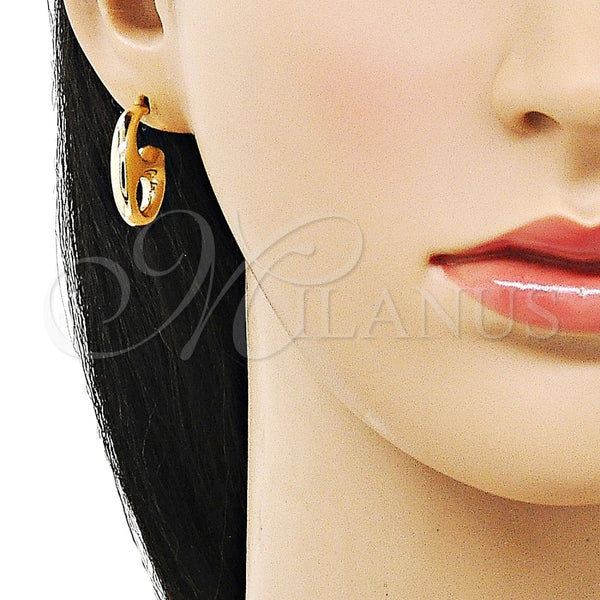 Arete Dormilona 02.195.0319 Oro Laminado, Diseño de Mariner y Hueco, Pulido, Tono Dorado