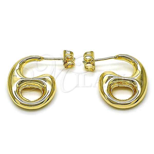 Arete Dormilona 02.195.0319 Oro Laminado, Diseño de Mariner y Hueco, Pulido, Tono Dorado