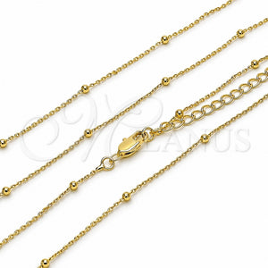 Gargantilla Basica 04.213.0339.16 Oro Laminado, Diseño de Box y Bola, Pulido, Tono Dorado (Grosor 01 MM, 16 Pulgadas de Largo)