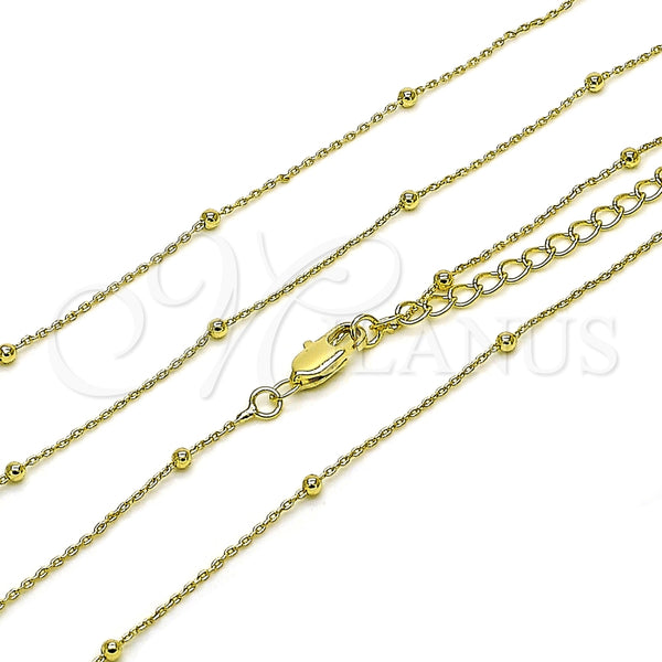 Gargantilla Basica 04.213.0339.18 Oro Laminado, Diseño de Box y Bola, Pulido, Tono Dorado (Grosor 01 MM, 18 Pulgadas de Largo)