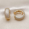 Argolla Huggie 02.283.0158.20 Oro Laminado, Diseño de Trébol de Cuatro Hojas, con Blanca Micro Pave, Pulido, Tono Dorado