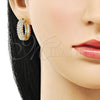 Argolla Huggie 02.283.0159.20 Oro Laminado, Diseño de Torcido, con Blanca Zirconia Cubica, Pulido, Tono Dorado
