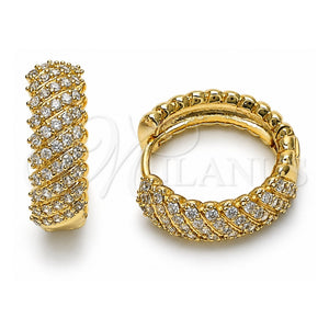 Argolla Huggie 02.283.0159.20 Oro Laminado, Diseño de Torcido, con Zirconia Cubica Blanca, Pulido, Tono Dorado