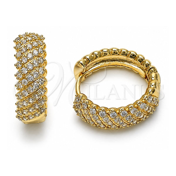 Argolla Huggie 02.283.0159.20 Oro Laminado, Diseño de Torcido, con Zirconia Cubica Blanca, Pulido, Tono Dorado