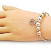 Pulsera Elegante 03.411.0065.07 Oro Laminado, Diseño de Guadalupe y Cola de Raton, con Blanca Zirconia Cubica, Pulido, Tres Tonos (03 MM Thickness, 7 Inches Length)