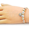 Pulsera Elegante 03.411.0067.07 Oro Laminado, Diseño de Corazón y Cola de Raton, con Blanca Zirconia Cubica, Pulido, Tres Tonos (03 MM Thickness, 7 Inches Length)