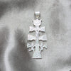 Dije Religioso 05.392.0091 Plata Rodinada, Diseño de Crucifijo y Angel, Pulido, Tono Plateado