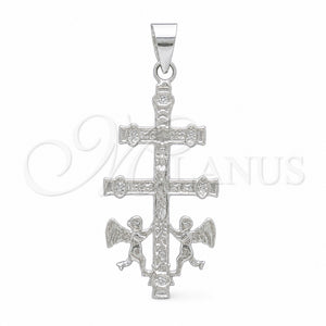 Dije Religioso 05.392.0092 Plata Rodinada, Diseño de Crucifijo y Jesus, Pulido, Tono Plateado