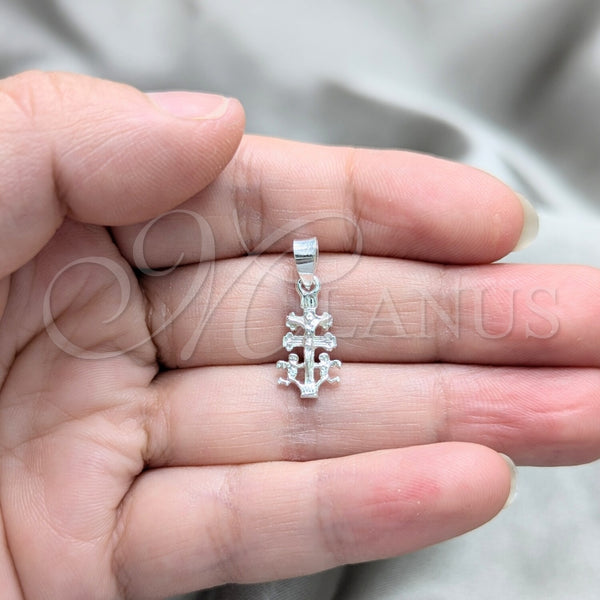 Dije Religioso 05.392.0093 Plata Rodinada, Diseño de Crucifijo y Jesus, Pulido, Tono Plateado