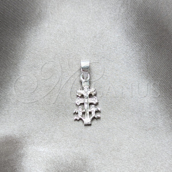 Dije Religioso 05.392.0093 Plata Rodinada, Diseño de Crucifijo y Jesus, Pulido, Tono Plateado