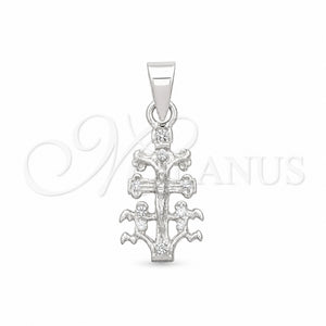 Dije Religioso 05.392.0093 Plata Rodinada, Diseño de Crucifijo y Jesus, Pulido, Tono Plateado