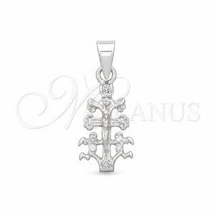 Dije Religioso 05.392.0093 Plata Rodinada, Diseño de Crucifijo y Jesus, Pulido, Tono Plateado