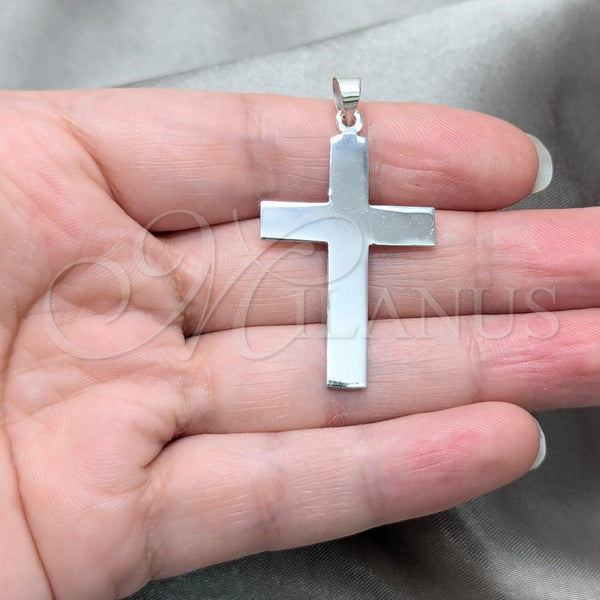 Dije Religioso 05.392.0094 Plata Rodinada, Diseño de Cruz, Pulido, Tono Plateado