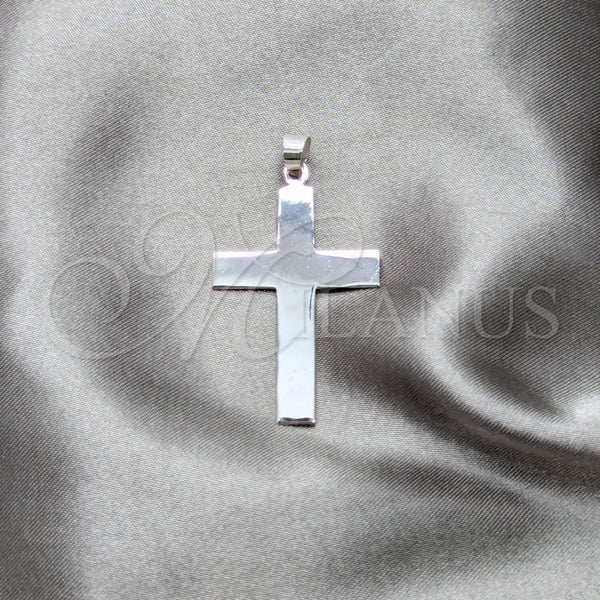 Dije Religioso 05.392.0094 Plata Rodinada, Diseño de Cruz, Pulido, Tono Plateado