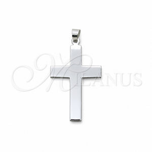 Dije Religioso 05.392.0094 Plata Rodinada, Diseño de Cruz, Pulido, Tono Plateado