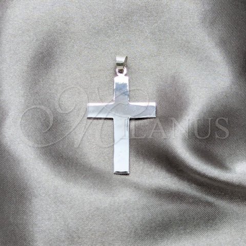 Dije Religioso 05.392.0094 Plata Rodinada, Diseño de Cruz, Pulido, Tono Plateado