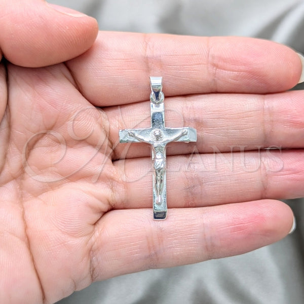 Dije Religioso 05.392.0095 Plata Rodinada, Diseño de Crucifijo, Pulido, Tono Plateado