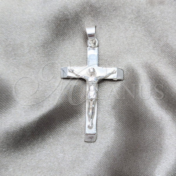 Dije Religioso 05.392.0095 Plata Rodinada, Diseño de Crucifijo, Pulido, Tono Plateado