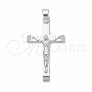 Dije Religioso 05.392.0095 Plata Rodinada, Diseño de Crucifijo, Pulido, Tono Plateado