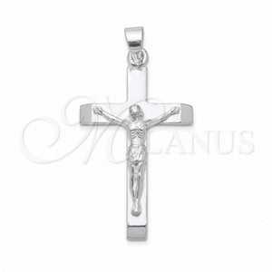 Dije Religioso 05.392.0095 Plata Rodinada, Diseño de Crucifijo, Pulido, Tono Plateado