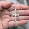 Dije Religioso 05.392.0098 Plata Rodinada, Diseño de Crucifijo, Pulido, Tono Plateado