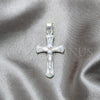 Dije Religioso 05.392.0098 Plata Rodinada, Diseño de Crucifijo, Pulido, Tono Plateado
