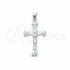 Dije Religioso 05.392.0098 Plata Rodinada, Diseño de Crucifijo, Pulido, Tono Plateado