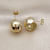 Argolla Pequeña 02.411.0070.18 Oro Laminado, Diseño de Bola y Disco, Diamantado, Tono Dorado