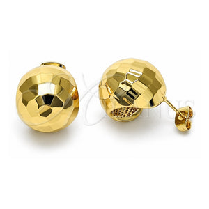 Argolla Pequeña 02.411.0070.18 Oro Laminado, Diseño de Bola y Disco, Diamantado, Tono Dorado