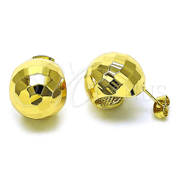 Argolla Pequeña 02.411.0070.18 Oro Laminado, Diseño de Bola y Disco, Diamantado, Tono Dorado