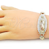 Pulsera Elegante 03.120.0010.1.08 Oro Laminado, Diseño de Guadalupe, Diamantado, Tres Tonos (10 MM Thickness, 9 Inches Length)
