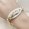 Pulsera Elegante 03.120.0010.1.08 Oro Laminado, Diseño de Guadalupe, Diamantado, Tres Tonos (10 MM Thickness, 9 Inches Length)
