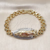Pulsera Elegante 03.120.0010.1.08 Oro Laminado, Diseño de Guadalupe, Diamantado, Tres Tonos (10 MM Thickness, 9 Inches Length)