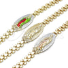Pulsera Elegante 03.120.0010.1.08 Oro Laminado, Diseño de Guadalupe, Diamantado, Tres Tonos (10 MM Thickness, 9 Inches Length)