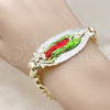 Pulsera Elegante 03.120.0010.2.08 Oro Laminado, Diseño de Guadalupe, Diamantado, Tres Tonos (10 MM Thickness, 9 Inches Length)