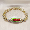 Pulsera Elegante 03.120.0010.2.08 Oro Laminado, Diseño de Guadalupe, Diamantado, Tres Tonos (10 MM Thickness, 9 Inches Length)