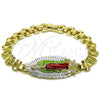 Pulsera Elegante 03.120.0010.2.08 Oro Laminado, Diseño de Guadalupe, Diamantado, Tres Tonos (10 MM Thickness, 9 Inches Length)