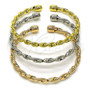 Aro Trio 07.170.0046 Oro Laminado, Diseño de Torcido, Pulido, Tres Tonos (04 MM Thickness, One size fits all)