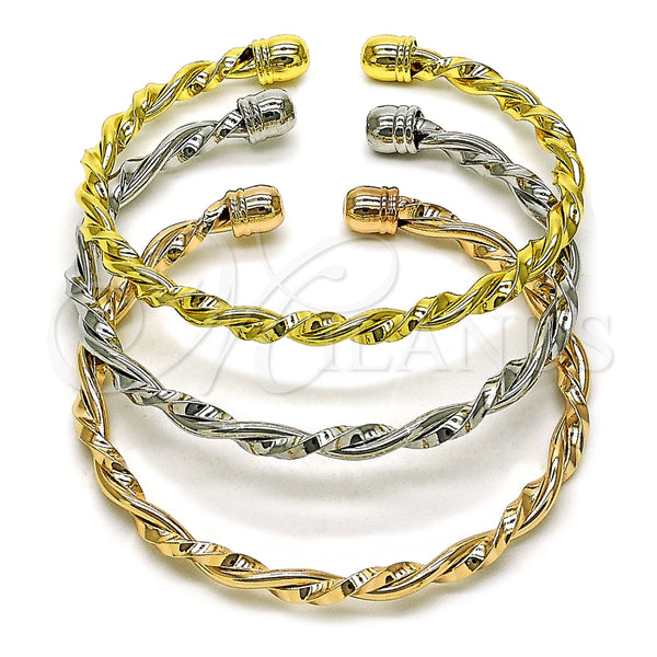 Aro Trio 07.170.0046 Oro Laminado, Diseño de Torcido, Pulido, Tres Tonos (04 MM Thickness, One size fits all)