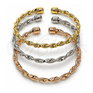 Aro Trio 07.170.0046 Oro Laminado, Diseño de Torcido, Pulido, Tres Tonos (Grosor 04 MM, Talla Unica)