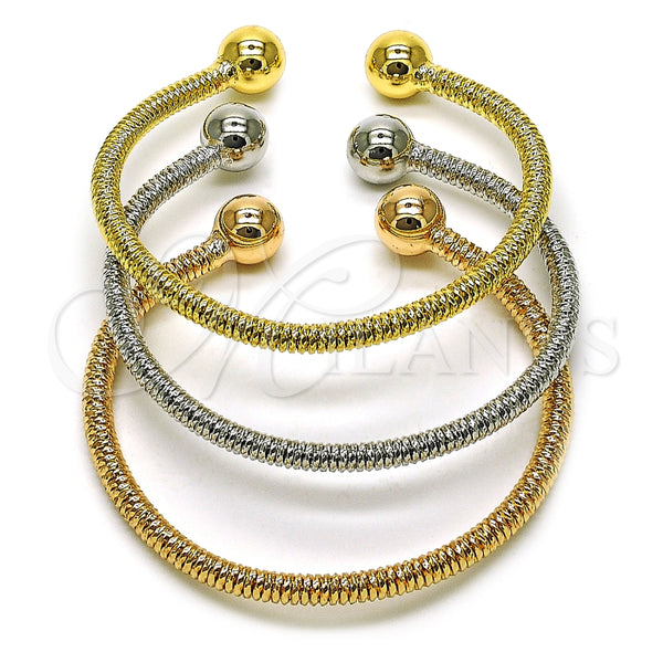 Aro Trio 07.170.0047 Oro Laminado, Diseño de Bola y Torcido, Pulido, Tres Tonos (04 MM Thickness, One size fits all)