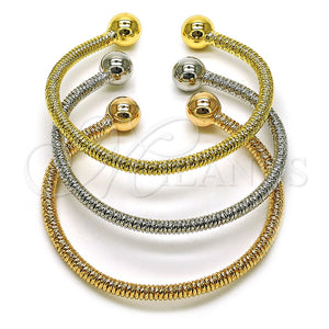 Aro Trio 07.170.0047 Oro Laminado, Diseño de Bola y Torcido, Pulido, Tres Tonos (04 MM Thickness, One size fits all)