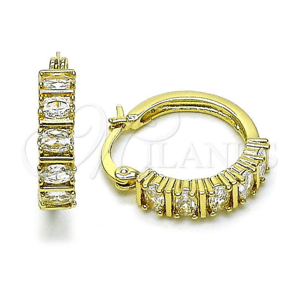 Argolla Pequeña 02.213.0772.22 Oro Laminado, con Zirconia Cubica Blanca, Pulido, Tono Dorado