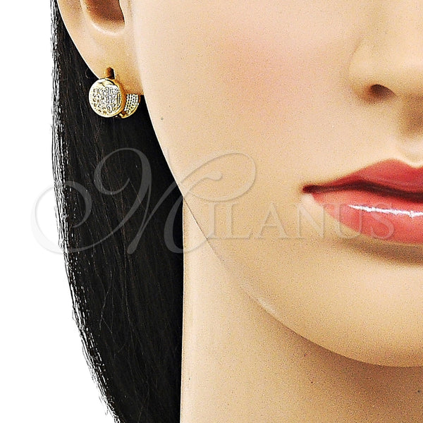 Argolla Huggie 02.213.0775.10 Oro Laminado, Diseño de Corazón, con Blanca Micro Pave, Pulido, Tono Dorado