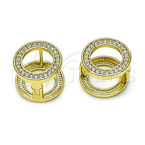 Argolla Huggie 02.213.0776.10 Oro Laminado, con Blanca Zirconia Cubica, Pulido, Tono Dorado
